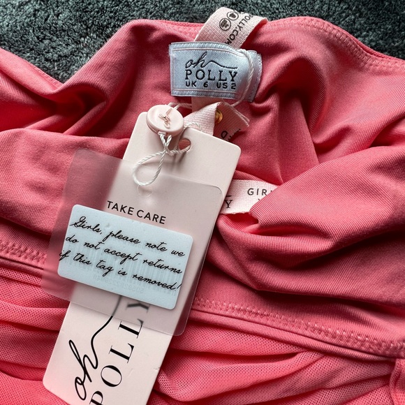 Oh Polly Not A Love Story Ruched Pink Mini Dress - Picture 3 of 3